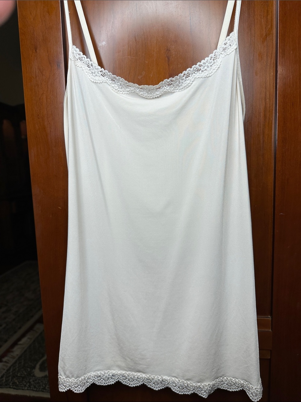 Jockey Lace-Trim Chemise in Cream Smooth Stretch